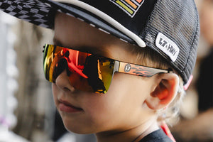 LAZER FACE SUNGLASSES KIDS: Little Trouble X Heat Wave Flames