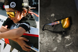 LAZER FACE SUNGLASSES KIDS: Little Trouble X Heat Wave Flames