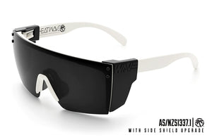 LAZER FACE SUNGLASSES: White Frame Black