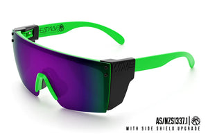 LAZER FACE SUNGLASSES: Neon Green Frame x Ultra Violet