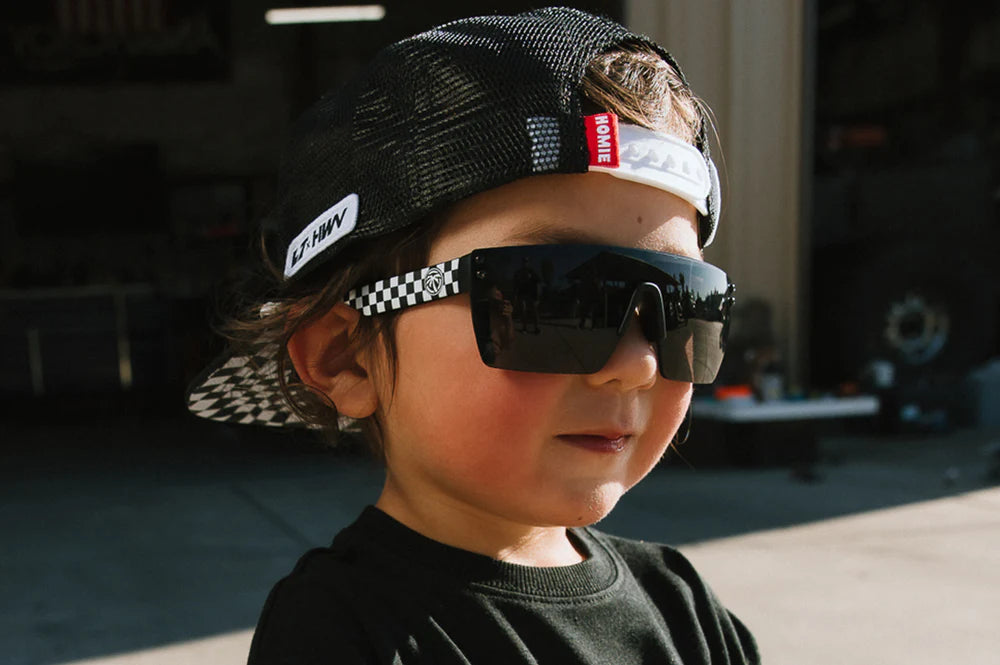 LAZER FACE SUNGLASSES KIDS: Little Trouble X Heat Wave Checkered Flag