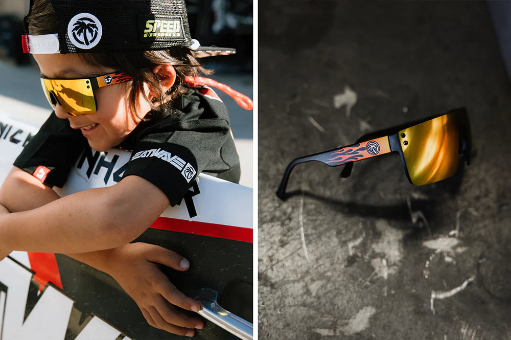 LAZER FACE SUNGLASSES KIDS: Little Trouble X Heat Wave Flames