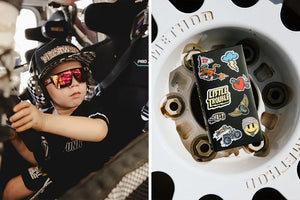 LAZER FACE SUNGLASSES KIDS: Little Trouble X Heat Wave Flames