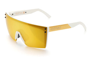 LAZER FACE SUNGLASSES: White Gold Customs