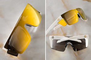 PERFORMANCE QUATRO SUNGLASSES: Gloss White Gold Lens
