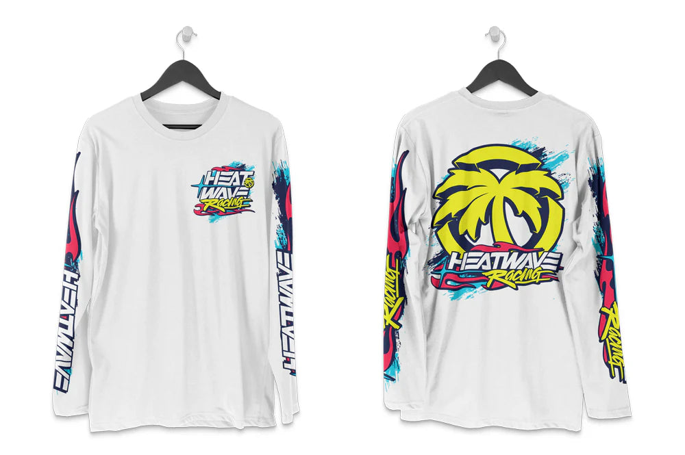 HWV UPF LONG SLEEVE: Y2K Racing White Long Sleeve T-Shirt