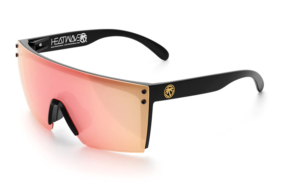 LAZER FACE SUNGLASSES BLACK: Rose Gold