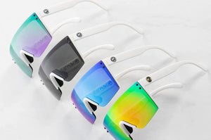 LAZER FACE SUNGLASSES: White Frame Savage Spectrum