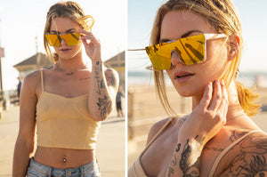 CLARITY-SONNENBRILLE: Marmorrahmen x Gold