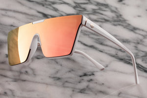 CLARITY-SONNENBRILLE: Weißer Rahmen x Roségold