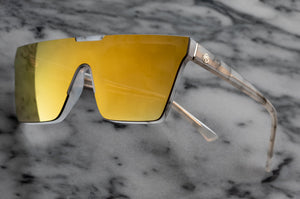 CLARITY SUNGLASSES: Marble Frame x Gold