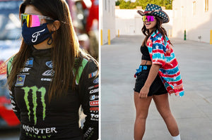 Hailee Deegan Wears Heat Wave Visual Future Tech Sunglasses. Shop Online For Free Same Day Shipping Australia Wide.